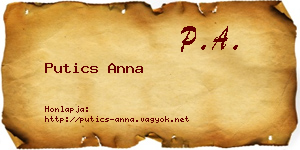 Putics Anna névjegykártya